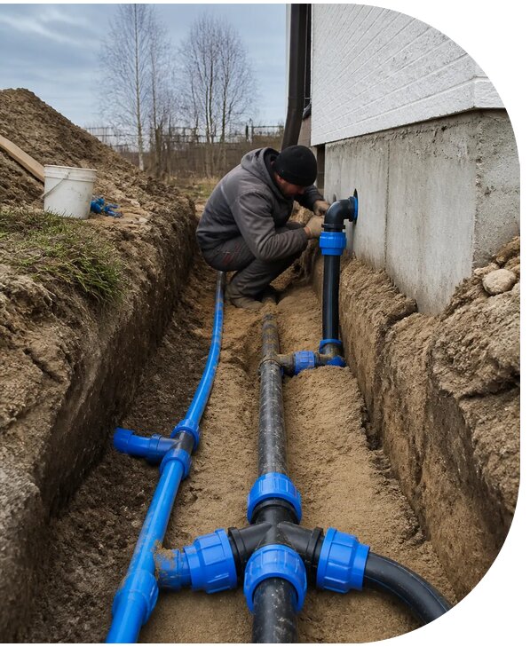 Монтаж наружного водопровода на участке под ключ в Озёрске